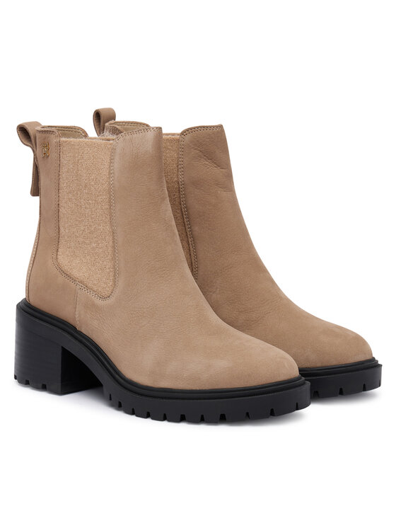 Tommy Hilfiger Botine Tommy Hilfiger Th Nubuck Chelsea Cleated Heel FW0FW09158 Bej