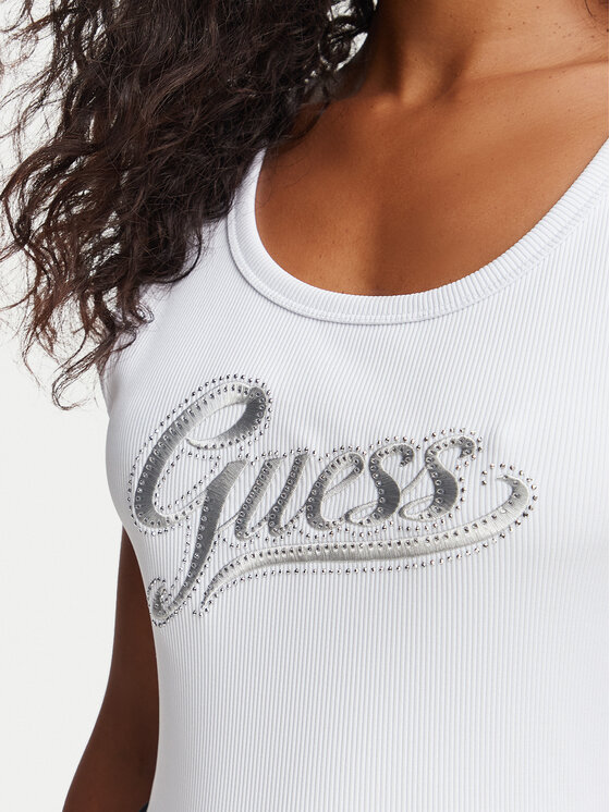 Guess Guess Top W6YP30 K4380 Blanco Slim Fit