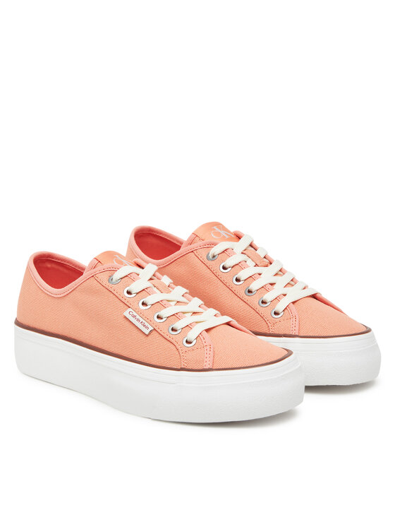 Calvin Klein Jeans Tenisówki Calvin Klein Jeans Vulc Flatform Ctn Logo Tag YW0YW01838 Pomarańczowy
