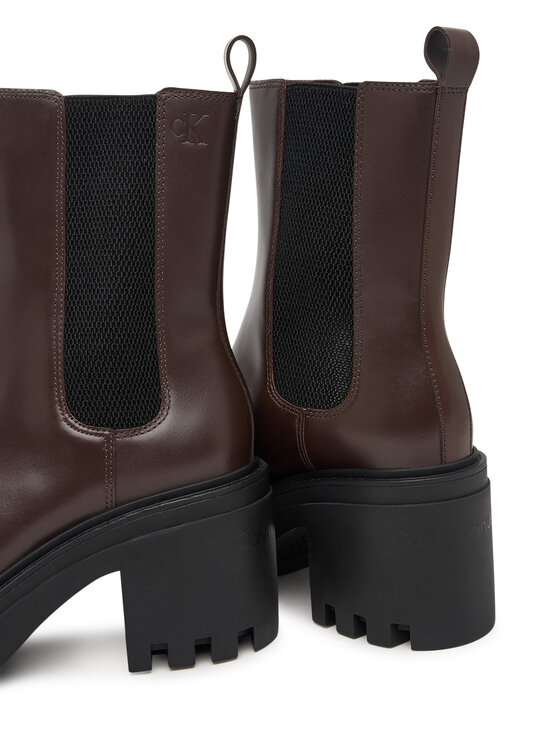 Calvin Klein Stivaletti Calvin Klein Chunky Heeled Chelsea Lth YW0YW01547 Marrone scuro