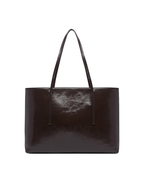 Calvin Klein Torebka Calvin Klein Foil Logo Glossy Tote W/ Pouch LV04F3537G Brązowy