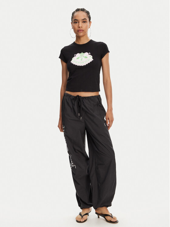 Juicy Couture Juicy Couture Футболка Hibiscus JCGCT125041 Чорний Slim Fit