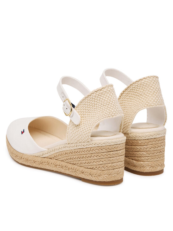 Tommy Hilfiger Espadrile Tommy Hilfiger Mid Wedge Espad Closed Toe FW0FW09233 Écru