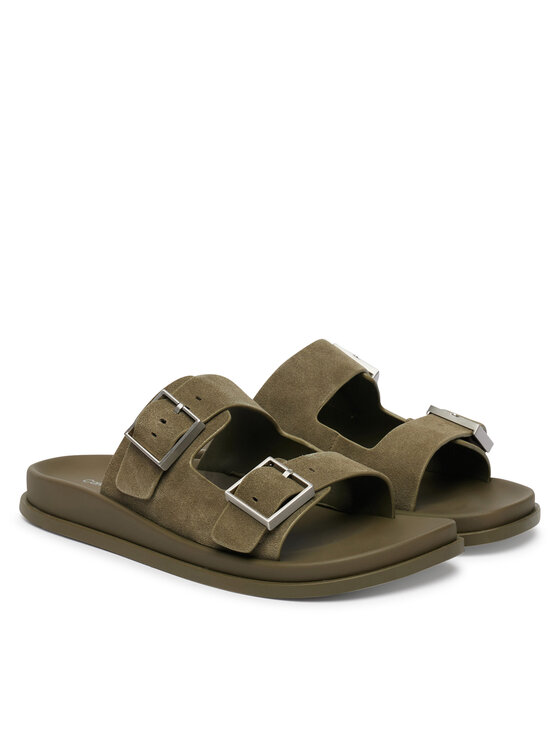 Calvin Klein Šlepetės Calvin Klein City Sandal Buckle Suede HW0HW03130 Žalia