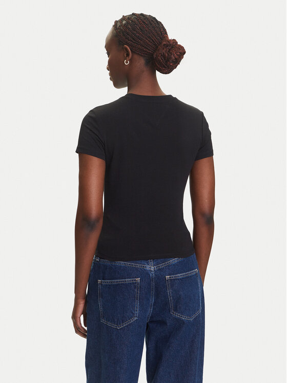 Tommy Jeans Tommy Jeans Majica Linear DW0DW21164 Črna Slim Fit