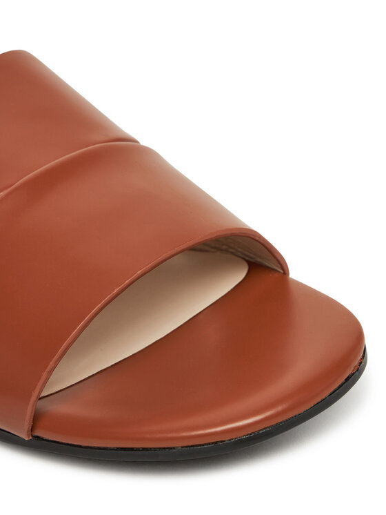 Calvin Klein Чехли Calvin Klein Flat Slide - Lth 2 Straps HW0HW02365 Кафяв