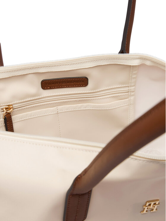 Tommy Hilfiger Borsetta Tommy Hilfiger Popette Tote AW0AW17711 Écru