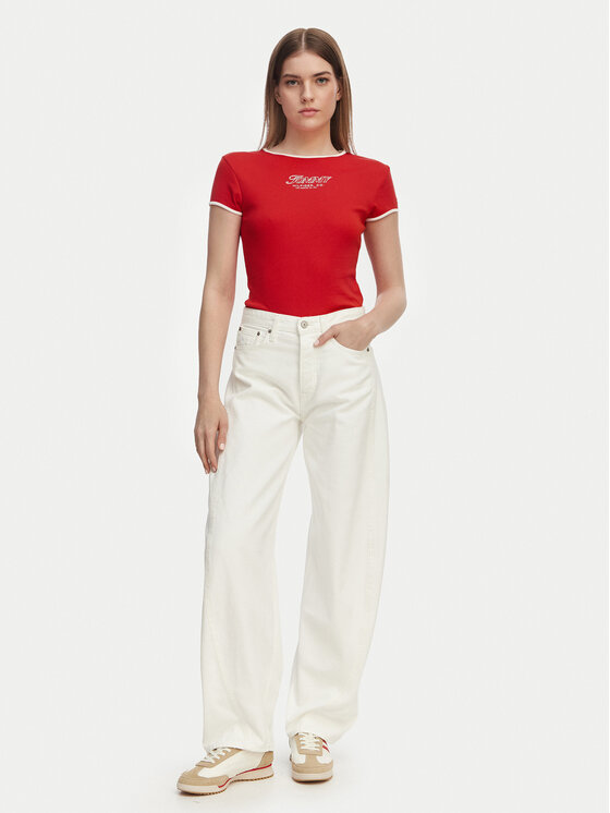 Tommy Hilfiger Tommy Hilfiger Camiseta WW0WW49245 Rojo Slim Fit