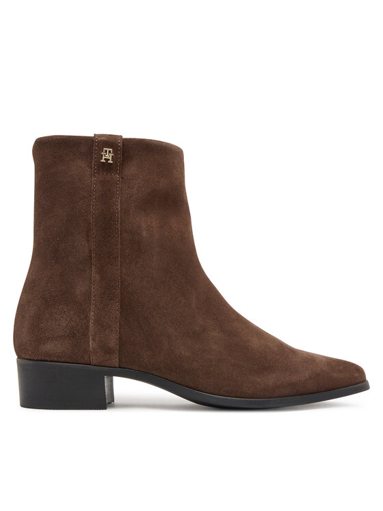 Tommy Hilfiger Īsie zābaki Tommy Hilfiger Pointy Zip Bootie FW0FW08981 Brūns
