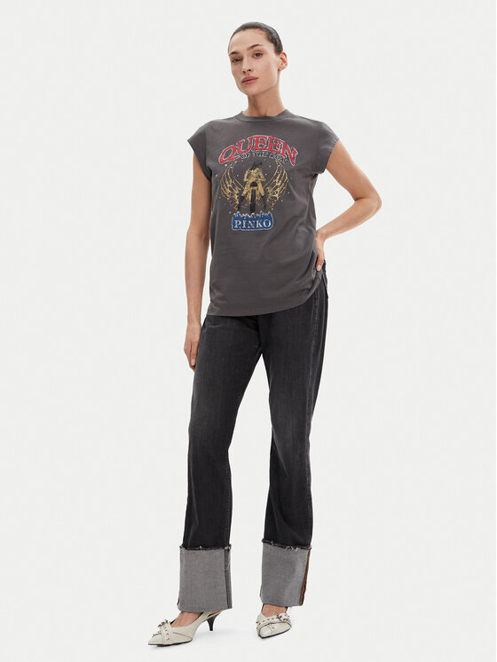 PINKO PINKO Футболка Marrakech 104603 A2DA Сірий Regular Fit