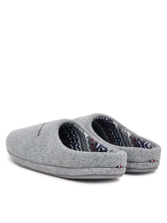 Tommy Hilfiger Kapcie Tommy Hilfiger Hilfiger Felt House Shoe FM0FM06017 Szary