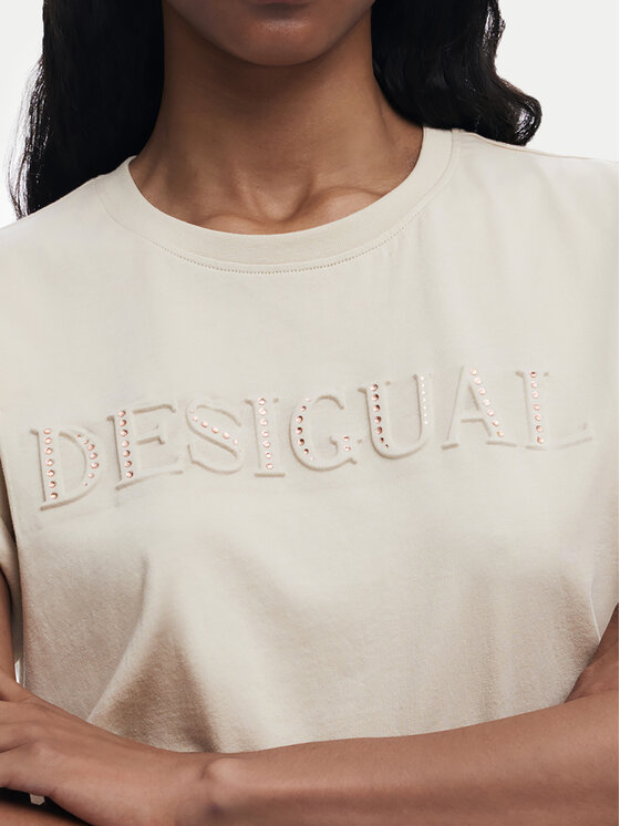 Desigual Desigual Majica Brandy 25SWTK17 Écru Regular Fit