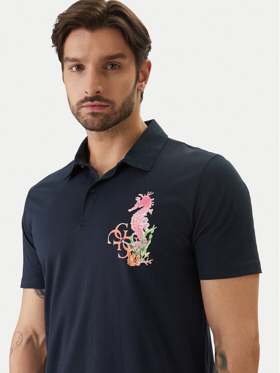 Guess Guess Polo F6GP01 K8FQ4 Azul marino Regular Fit