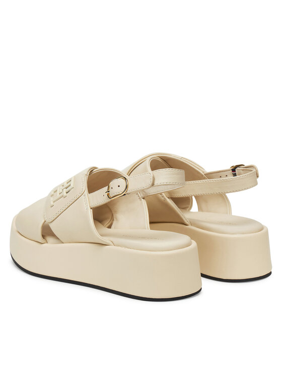 Tommy Hilfiger Sandály Tommy Hilfiger Th Logo Hw Padded Leather Sandal FW0FW08808 Béžová