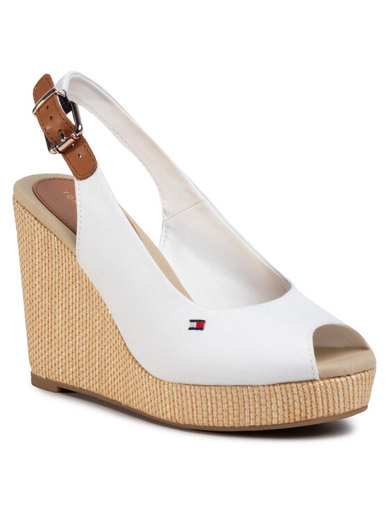 Tommy Hilfiger Εσπαντρίγιες Tommy Hilfiger Iconic Elena Sling Back Wedge FW0FW04789 Εκρού