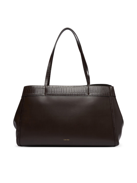 Calvin Klein Torebka Calvin Klein Ck Croc Snap Large Tote LV04F3904G Brązowy ciemny