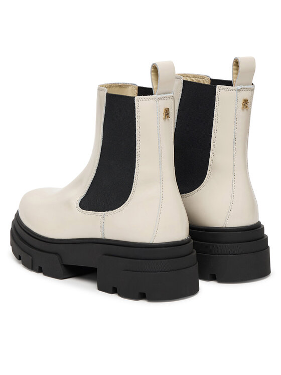 Tommy Hilfiger Členková obuv s elastickým prvkom Tommy Hilfiger Shiny FW0FW09042 Béžová