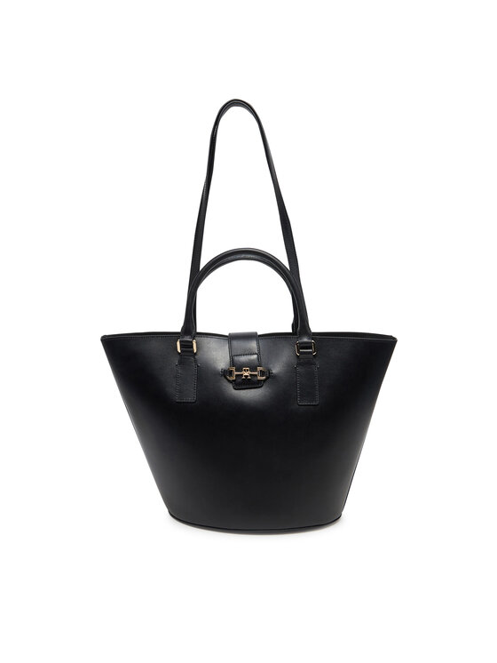 Tommy Hilfiger Torebka Tommy Hilfiger Heritage Leather Tote AW0AW17209 Czarny