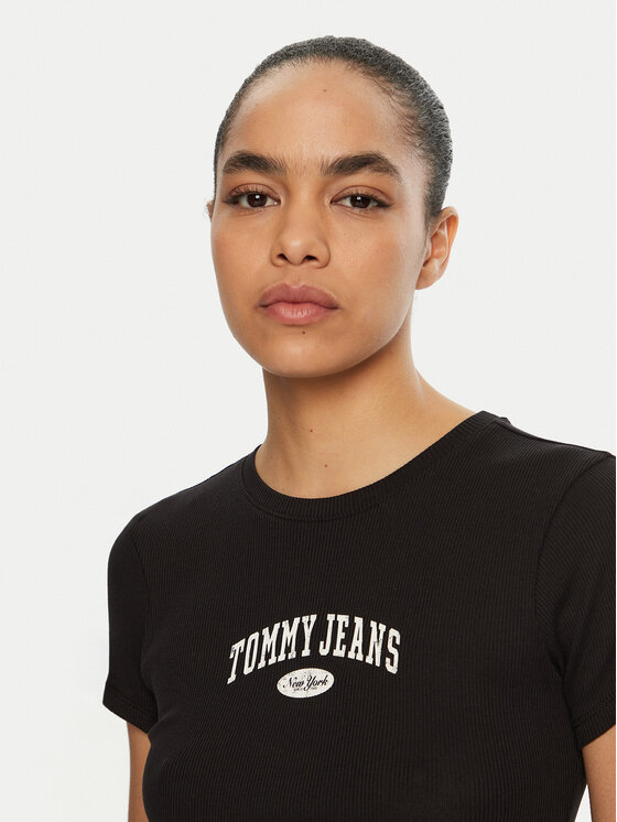 Tommy Jeans Tommy Jeans Póló DW0DW19435 Fekete Slim Fit