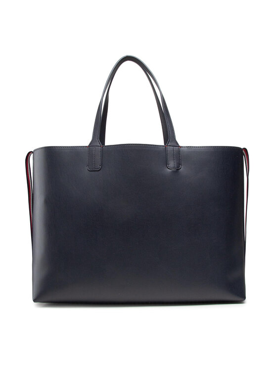 Tommy Hilfiger Geantă Tommy Hilfiger Iconic Tommy Tote Signature AW0AW09707 Bleumarin