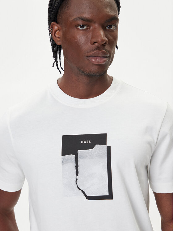 BOSS BOSS Camiseta Te_Brokenice 50554640 Blanco Regular Fit