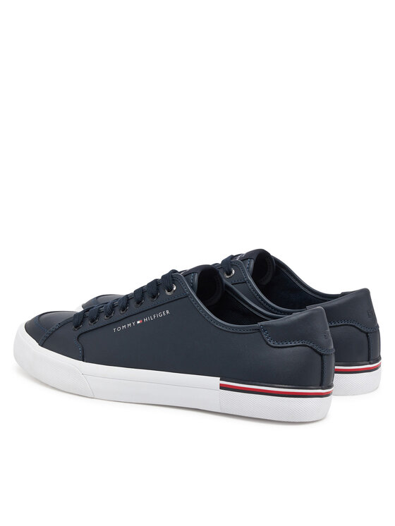 Tommy Hilfiger Laisvalaikio batai Tommy Hilfiger Core Corporate Vulc Leather FM0FM05399 Tamsiai mėlyna
