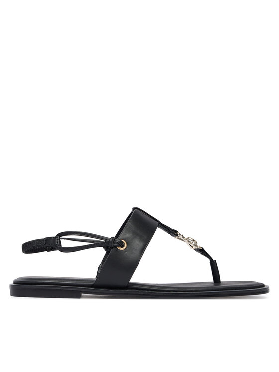 Calvin Klein Sandały Calvin Klein Round Flat Sndl Thong Lth Hdw HW0HW02926 Czarny