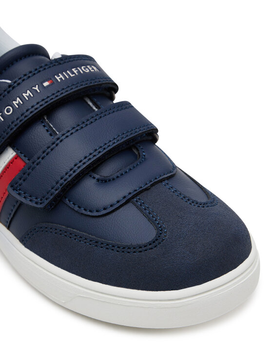 Tommy Hilfiger Snīkeri Tommy Hilfiger Stripes Low Cut Lace Velcro Sneaker T1X9-33840-1269 S Tumši zils
