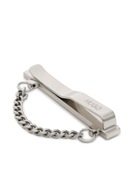 HUGO Kaklaraiščio sagė Hugo E-Chain-Tie Bar 50462202 Sidabrinė