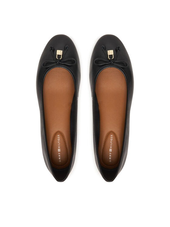Tommy Hilfiger Baleriny Tommy Hilfiger Smooth Lthr Ballet FW0FW09006 Czarny