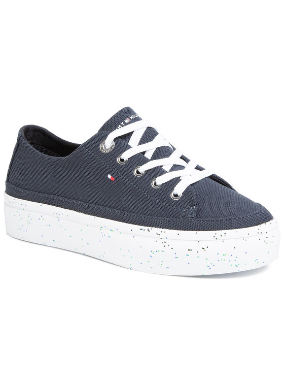 Tommy Hilfiger Πάνινα παπούτσια Tommy Hilfiger Glitter Flatform Sneaker FW0FW04693 Σκούρο μπλε