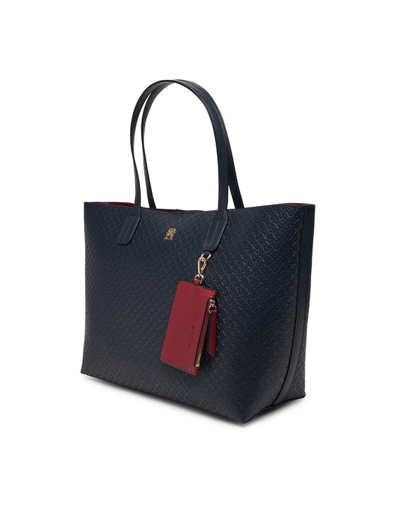 Tommy Hilfiger Geantă Tommy Hilfiger Th Icon Tote Mono AW0AW19004 Bleumarin