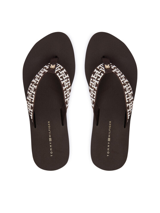 Tommy Hilfiger Japanke Tommy Hilfiger Mono Wedge Summer Sandal FW0FW09696 Smeđa