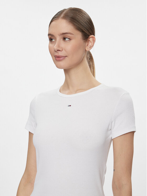 Tommy Jeans Tommy Jeans Póló Essential DW0DW17383 Fehér Slim Fit