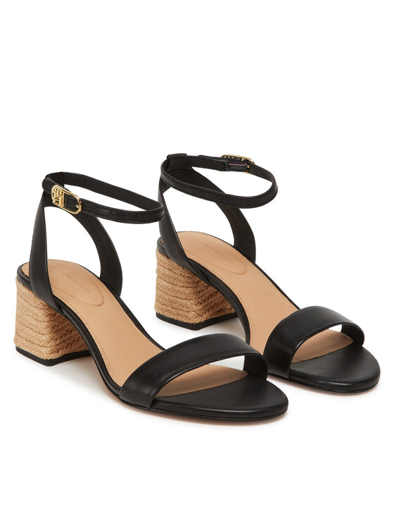 Tommy Hilfiger Espadrillas Tommy Hilfiger Leather Ankle Strap Espad Sandal FW0FW08533 Nero