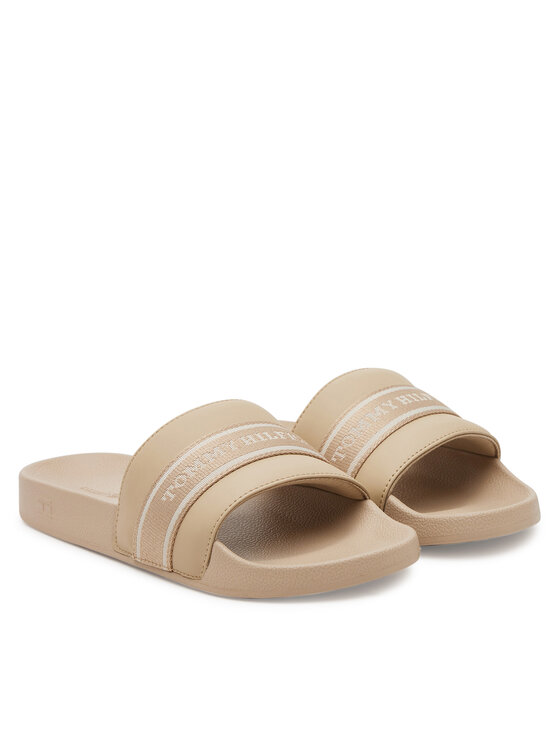 Tommy Hilfiger Şlapi Tommy Hilfiger Hilfiger Poolside With Webbing FW0FW08529 Bej