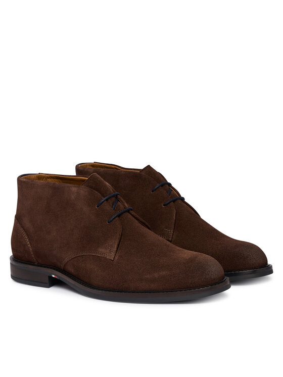Tommy Hilfiger Šnurovacia obuv Tommy Hilfiger Corporate Dressy Suede Lace Boot FM0FM05951 Hnedá