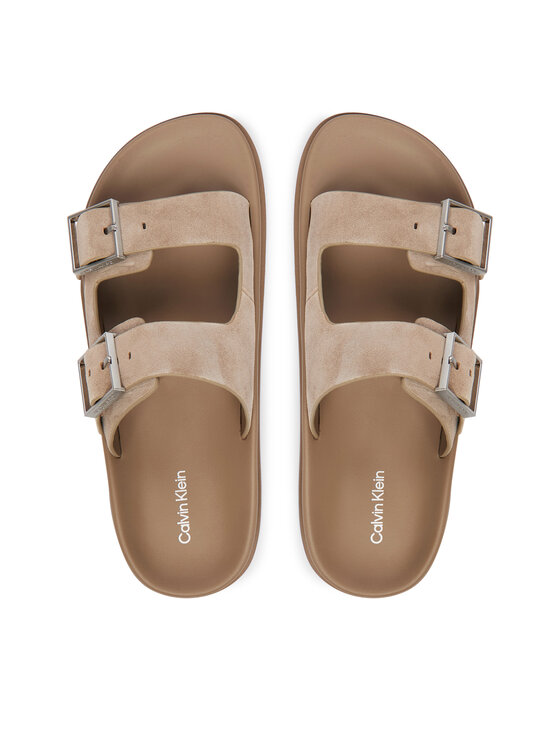 Calvin Klein Natikači Calvin Klein City Sandal Buckle Suede HW0HW03130 Bež