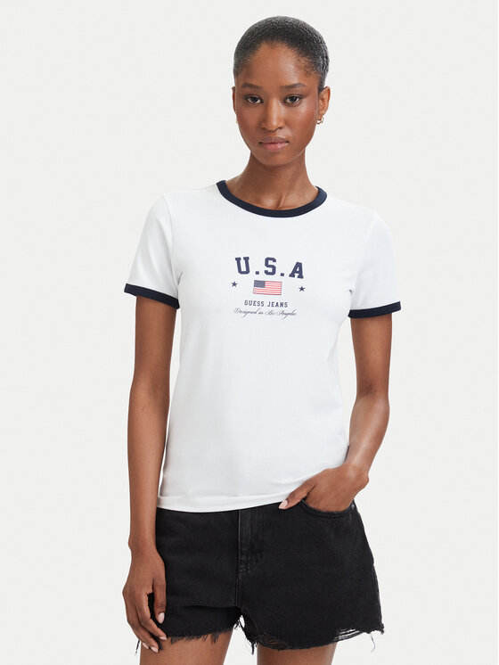 Guess Jeans Guess Jeans Camiseta W6YI16 K3995 Blanco Slim Fit