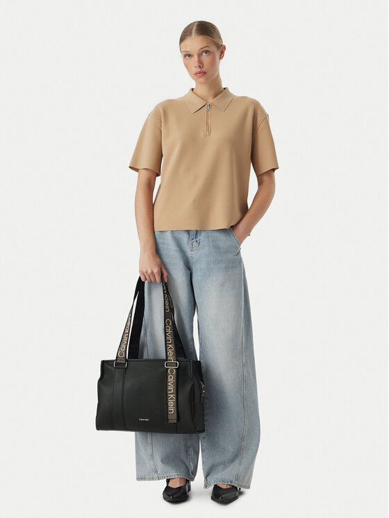Calvin Klein Ročna torba Calvin Klein Webbing Adj Strap Tote LV04F3644G Črna