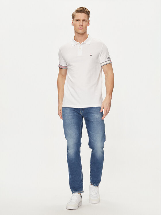 Tommy Hilfiger Tommy Hilfiger Pólóing Flag MW0MW34780 Fehér Slim Fit