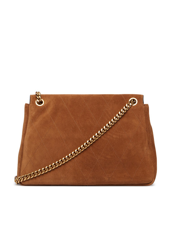 Tory Burch Geantă Tory Burch Charlie Quilted Suede Shoulder Bag 183357 Maro