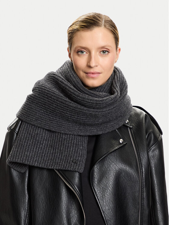 Calvin Klein Šál Calvin Klein Ck Metal Wool Rib Scarf LV04D8056G Sivá
