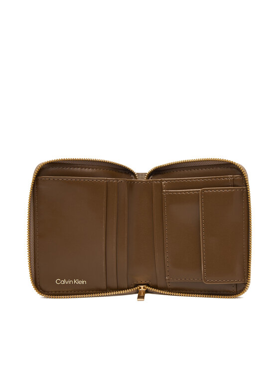 Calvin Klein Portfel Calvin Klein Emblem Aop Square Zip Around LV04F1089G Beżowy
