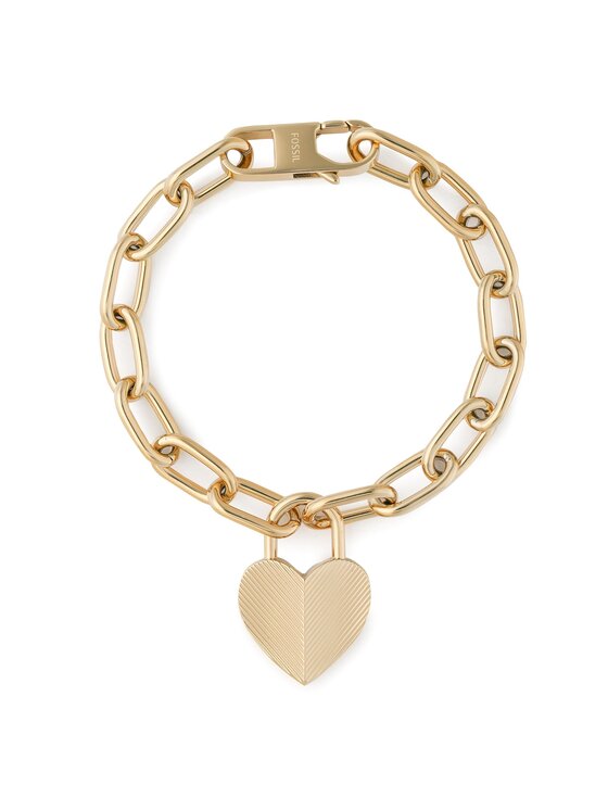 Fossil Bransoletka Fossil Harlow Linear Texture Heart JF04658710 Złoty
