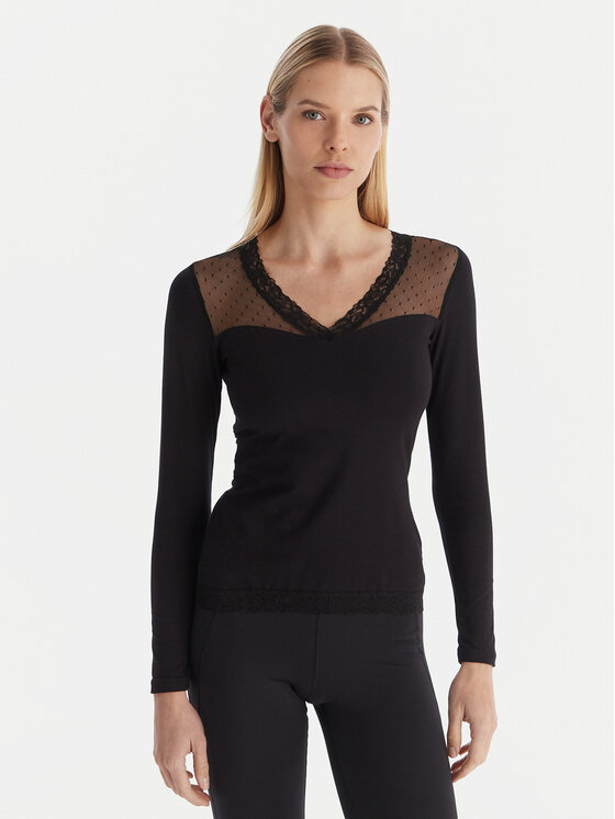 Ysabel Mora Ysabel Mora Blusa de pijama 19479 Negro Slim Fit