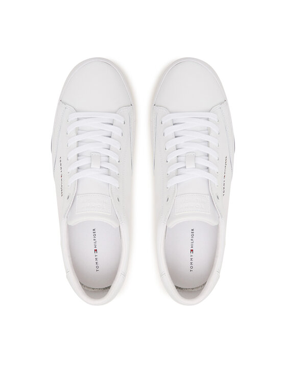 Tommy Hilfiger Sneakersy Tommy Hilfiger Signature Midsole Lace-Up Trainers With Leather FM0FM05814 Biały