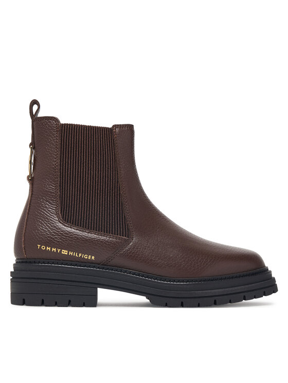 Tommy Hilfiger Ghete Jodhpur Tommy Hilfiger Th Emboss Grain Leather Chelsea FW0FW09559 Maro