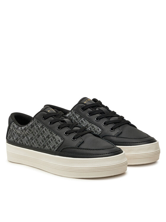 Tommy Hilfiger Sneakersy Tommy Hilfiger Vulc Leather Sneaker Monogram FW0FW08331 Černá