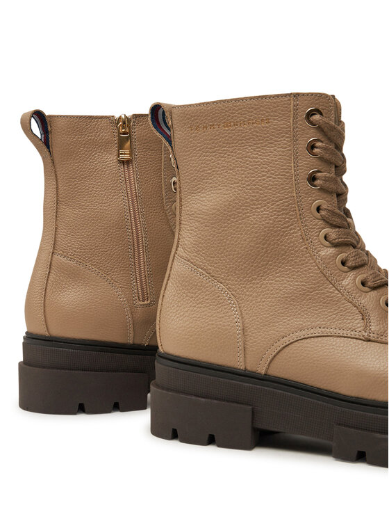 Tommy Hilfiger Зимни обувки Tommy Hilfiger Bicolor Leather Lace-Up FW0FW08160 Бежов